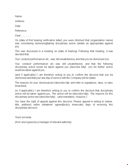 terminate employment with ease | professional letter template template