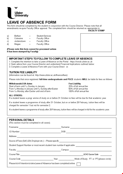 leave of absence template - ensure smooth student course completion during absence template