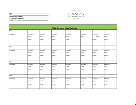 plan your meals and schedule with our editable calendar template | dates, lunch, breakfast, dinner template