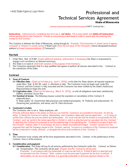 service agreement template | create solid contracts with contractors in any state template