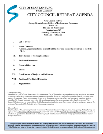 council retreat agenda template - effective meeting plan for productive discussions template