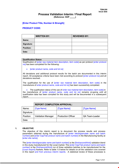 process validation template