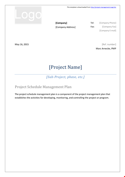 project schedule management plan template