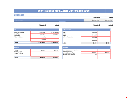 conference event budget template