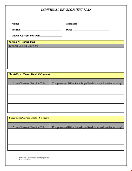 individual development plan example template