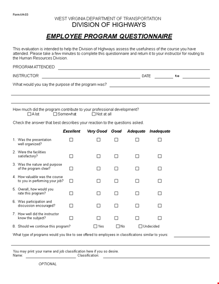 transportation employee evaluation form template