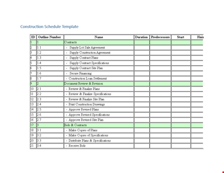 construction schedule template - plan, install, and complete rough and drywall projects template