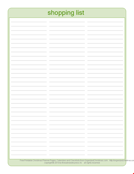 grocery list template - organize your shopping list template