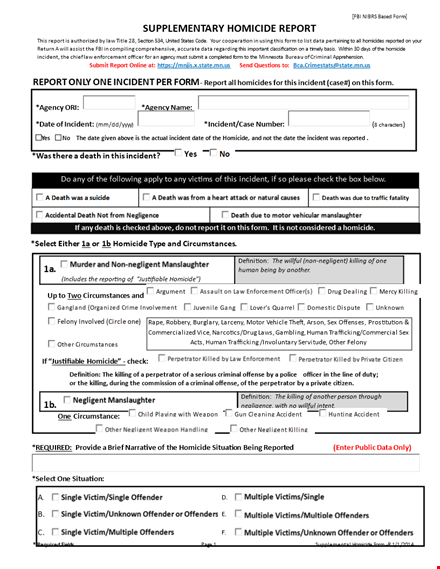 free police report template | easily document incidents, victims, homicides, and offenders template