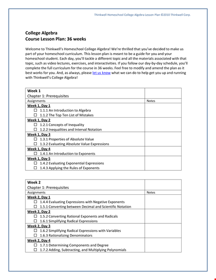 solving functions in college algebra: a comprehensive lesson plan template