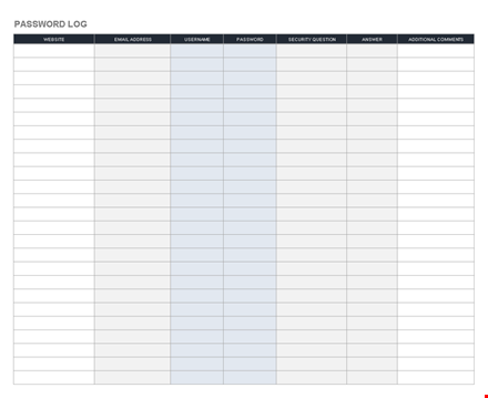 Password List Template - Keep Track of Your Logins and Passwords