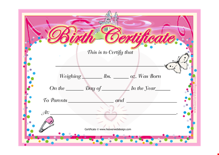 girl birth certificate template template