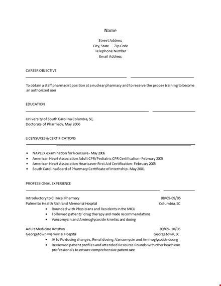 pharmacy student template