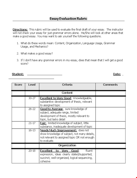 understood: optimize your essay with our evaluation rubric and avoid common errors template