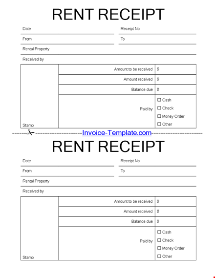 rent receipt - quickly record amounts received template