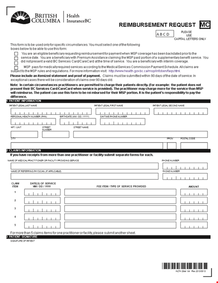 claim your expenses with our patient reimbursement form and services template