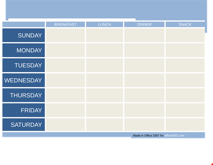 weekly meal plan template for office | organize breakfast & planner template
