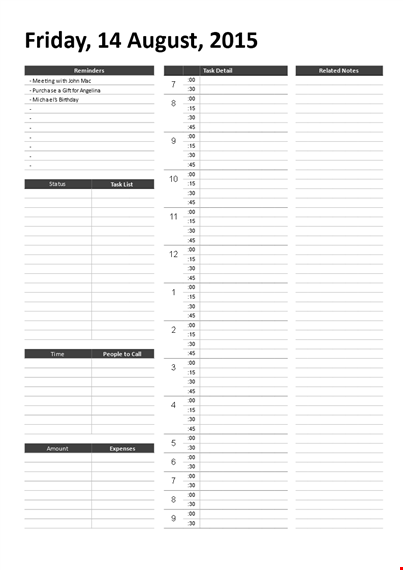 daily schedule template word template