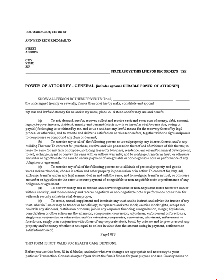 generic medical power of attorney form template