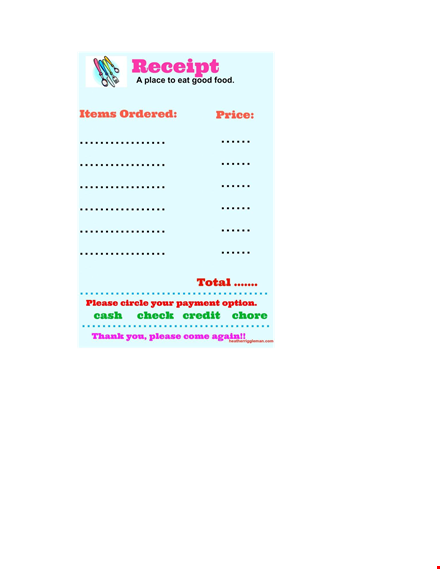 restaurant order receipt template - create professional order receipts template