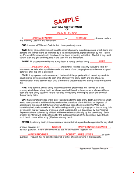 create your last will and testament | free template template