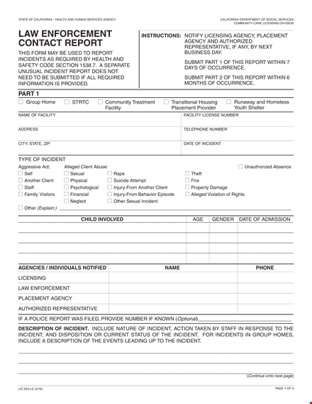 law enforcement contact report template