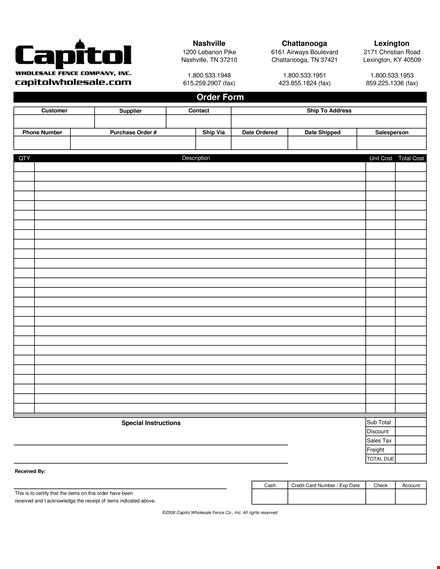 order form template - streamline your ordering process | nashville template