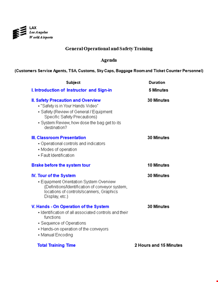 operational and safety training: system controls, hands-on practice | template template