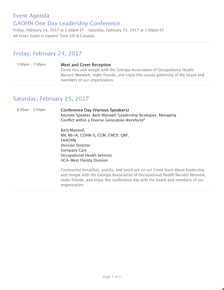 leadership event agenda template