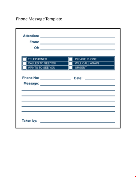 professional phone message template - easily manage your calls template