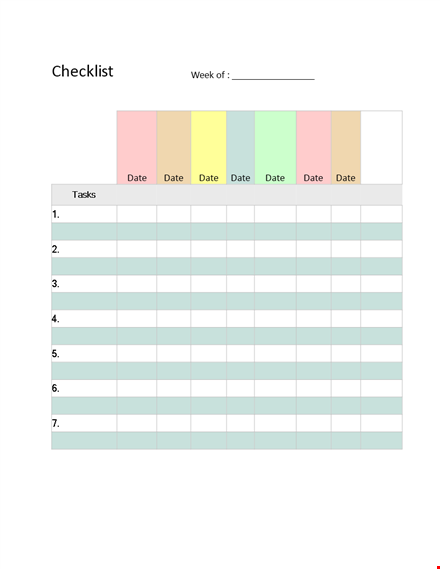 weekly format checklist template  template