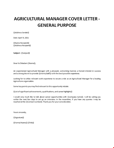 agricultural sales rep cover letter