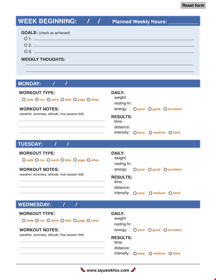 daily workout template | plan and track your workouts easily template