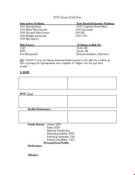 comprehensive soap note template for documenting patient's progress in months - intact noted template