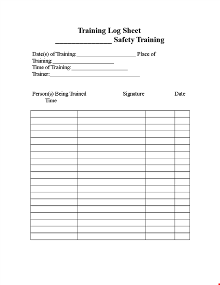 safety training log sheet template