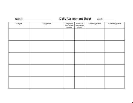 daily assignment template