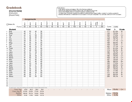 excel grade book template template