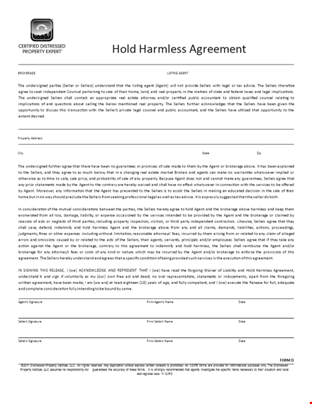 protect your business: hold harmless agreement template for agents, sellers, and brokers template