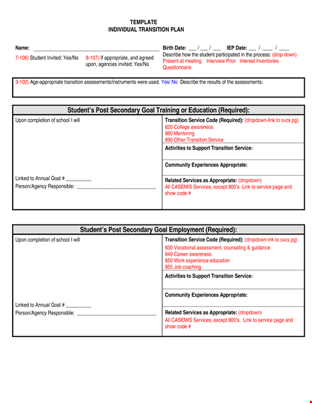 transition plan template for effective service transition template