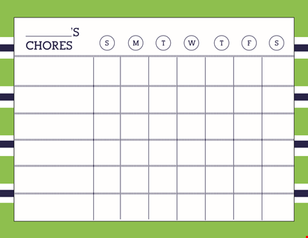 printable chore chart template - free download template