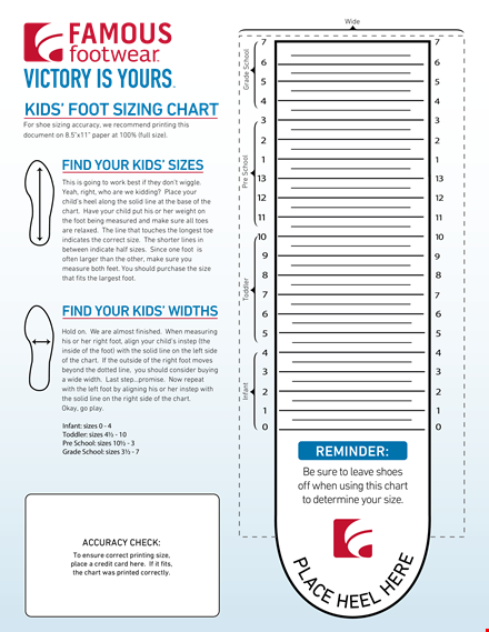 Kids Foot Size Chart