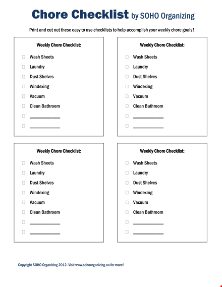 printable chore checklist template template