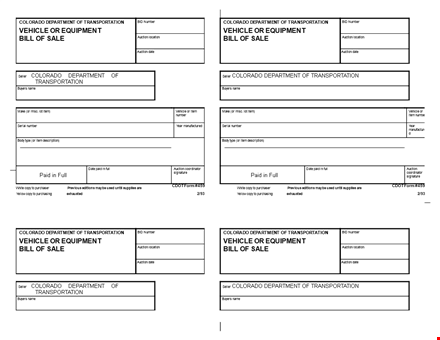 equipment bill of sale template template