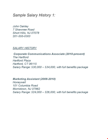salary history template - create a comprehensive salary history in hartford template