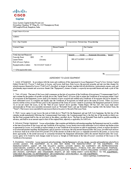 equipment lease agreement - a comprehensive guide for lessee and lessor template