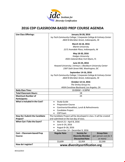 example classroom course agenda for course on diversity template