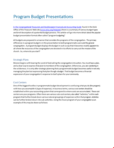 program budget presentation template template