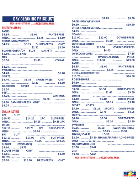 drycleanprice - affordable dry cleaning services | press & starch template