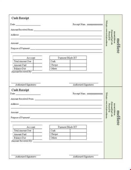 cash receipt template template