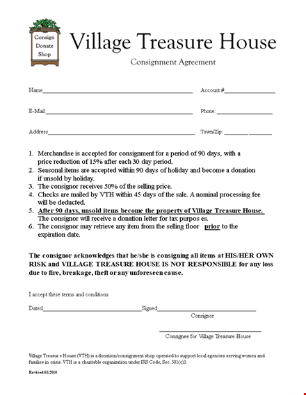 consignment agreement template - simplify your house village consignor process template